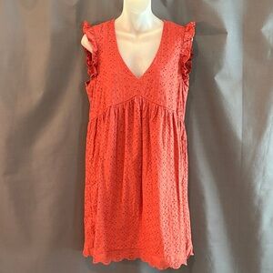 Women's Sleeveless Eyelet Dress - Rust